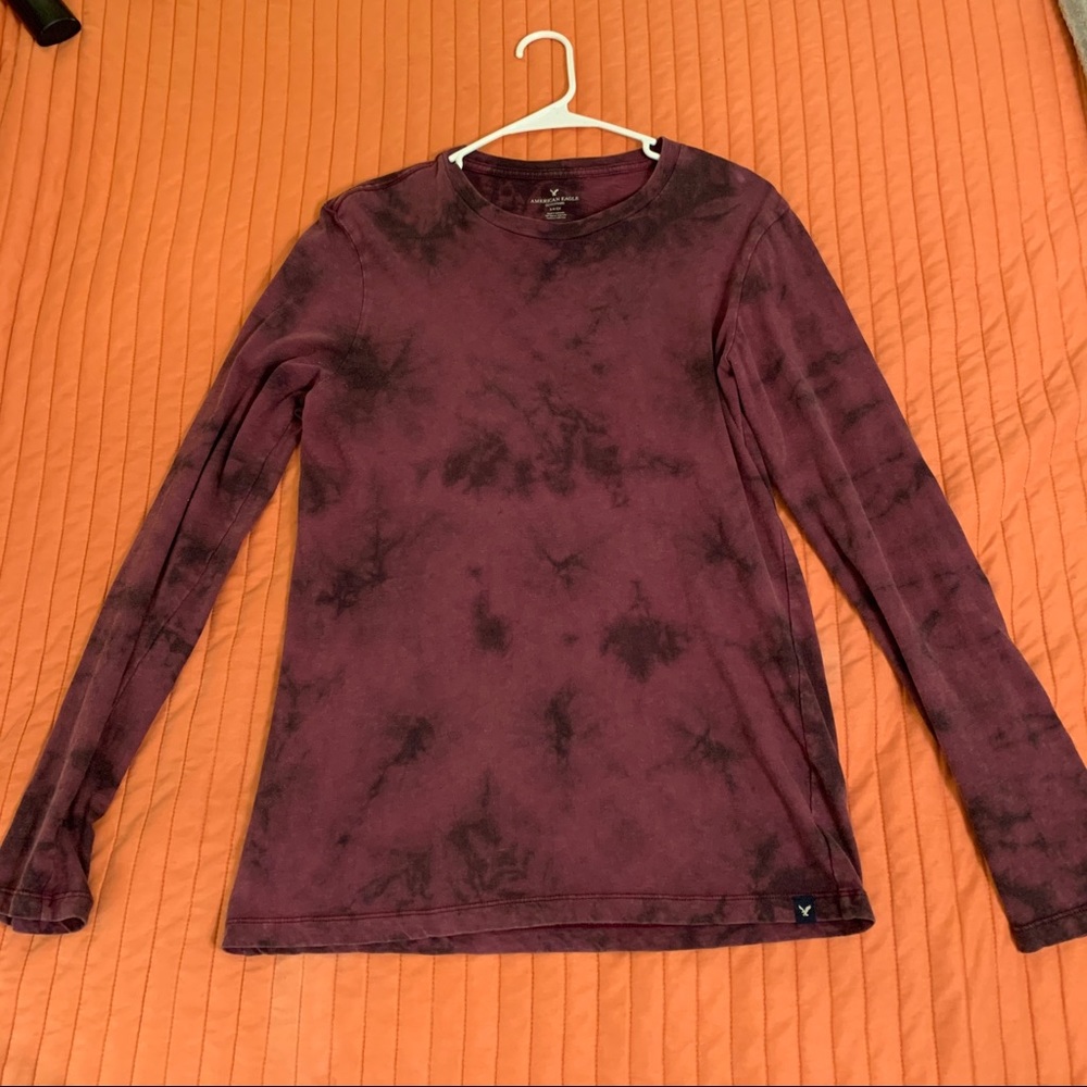 American Eagle Tie-Dye Red/Maroon Long Sleeve Tee